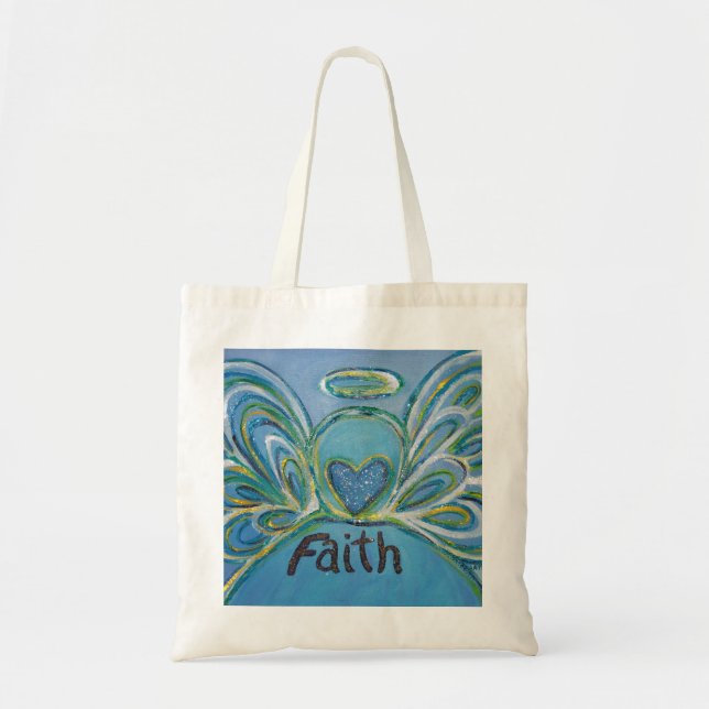 Faith Angel Word Art Tote Bag (Front)
