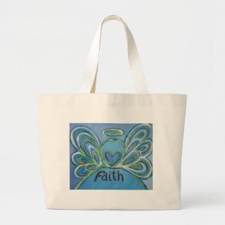 Faith Angel Word Art Tote Bag