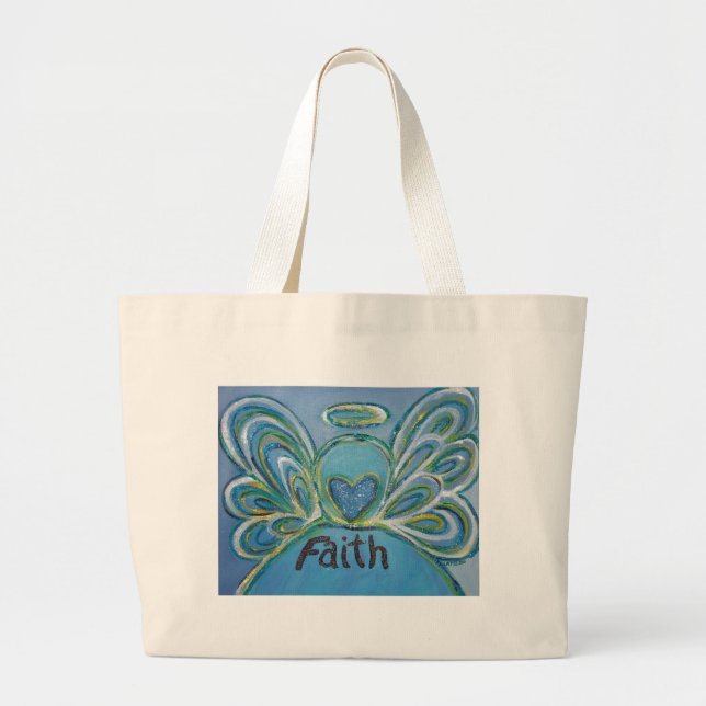 Faith Angel Word Art Tote Bag (Front)