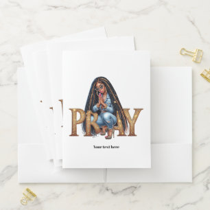 Faith-Based African American Woman PRAY Christian Pocket Folder