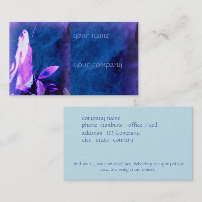 Faith based business card, praying figure on blue business card (Front/Back)