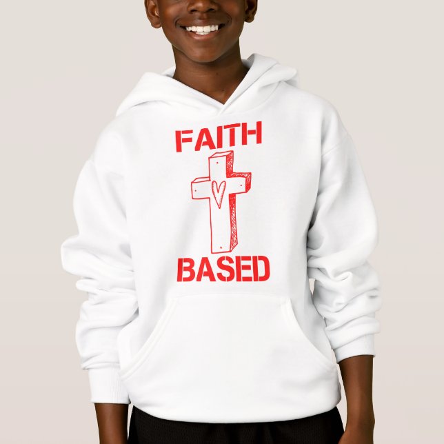 Faith Based Cross And Heart Boy's Hoodie (Front)