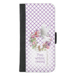 Faith Based Mauve White Line Motif Sweet Pea Dove iPhone 8/7 Plus Wallet Case