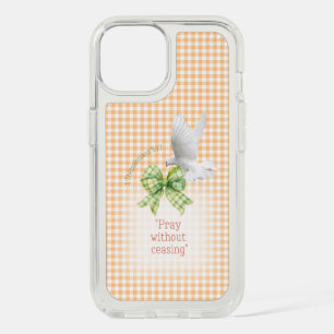 Faith Based Orange Check Plaid Coquette Dove Bible iPhone 15 Case