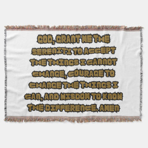 Faith Based Serenity Prayer Quote Throw Blanket
