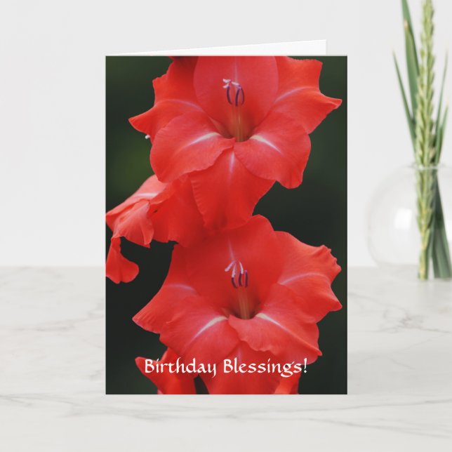 Faith Beautiful Red Flowers Birthday Card (Front)