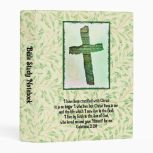 Faith Bible Study Binder Notebook Green with Cross