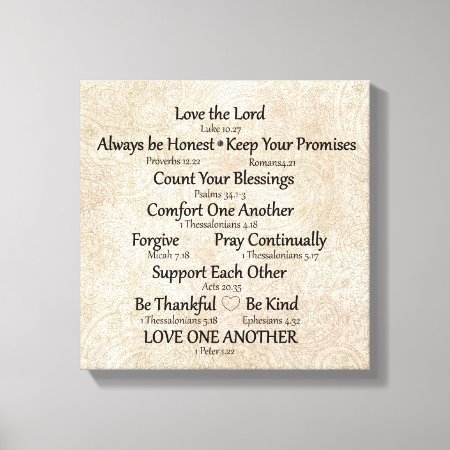 Faith (bible Verse) And Family Rules Canvas Print