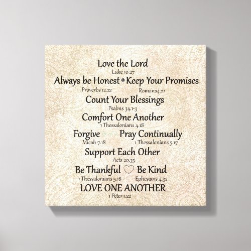 Faith bible verse and Family Rules Canvas Print