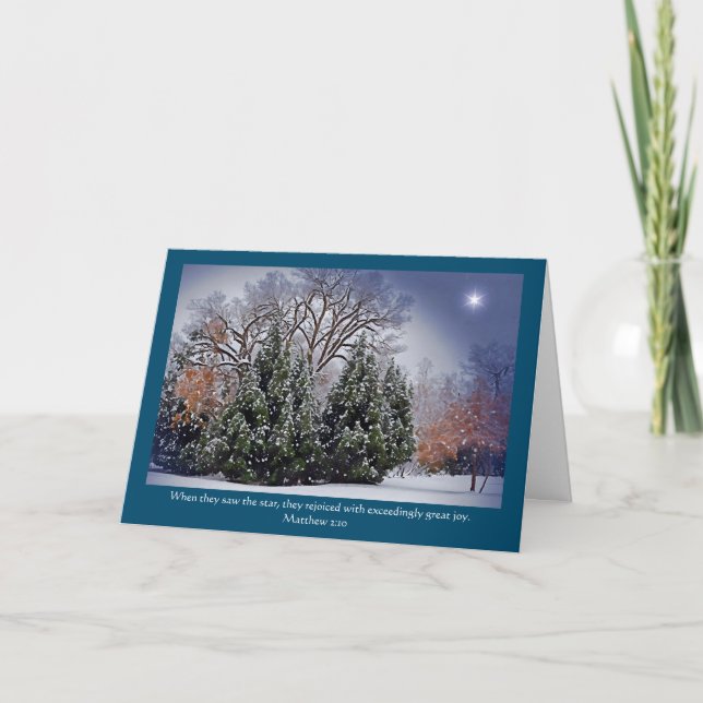Faith Bible Verse Snow Star Christmas Holiday Card (Front)