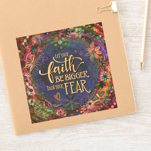 Faith Bigger than Fear Pretty Floral Inspirivity Sticker (Notebook)