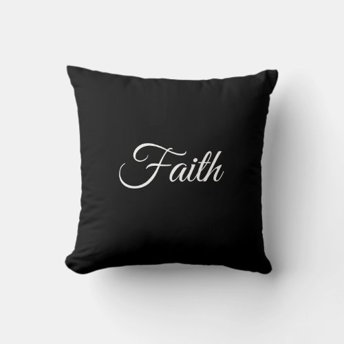 Faith Black Throw Pillow