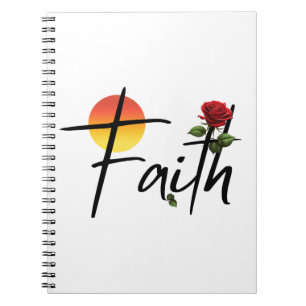 Faith Black Typography With Rose Notebook