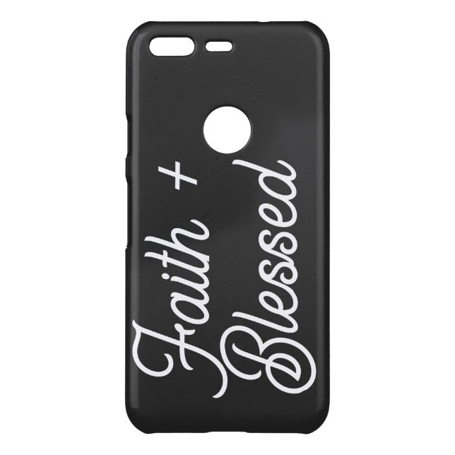 Faith + Blessed black white  Uncommon Google Pixel Case (Back)