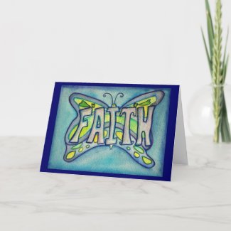 Faith Blue Butterfly Art Greeting or Note Cards