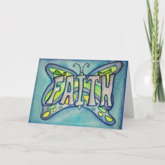 Faith Blue Butterfly Art Greeting or Note Cards