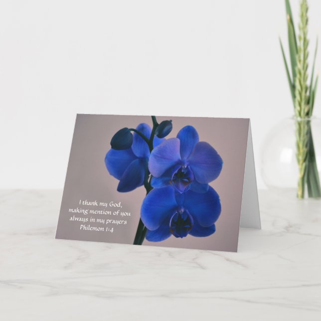 Faith Blue Orchid Prayer Note Card (Front)