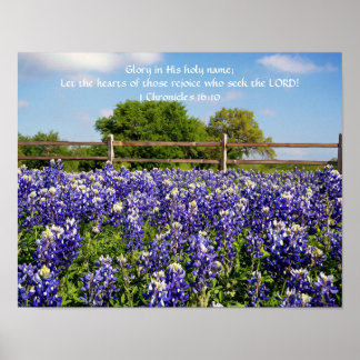 Faith Bluebonnets Flowers Art Poster