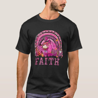 Faith Breast Cancer Awareness Pumpkin Leopard Autu T-Shirt