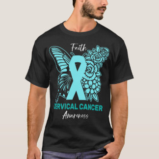 Faith Butterfly Floral Cervical Cancer Awareness T-Shirt
