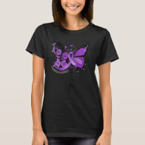 Faith Butterfly Purple Ribbon Alzheimer's Awarenes T-Shirt