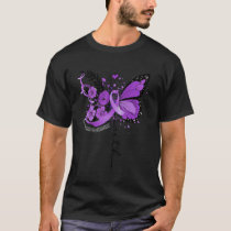 Faith Butterfly Purple Ribbon Alzheimer's Awarenes T-Shirt