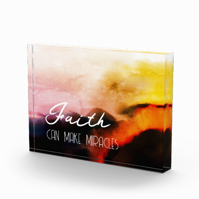 Faith Can Make Miracles Grunge Rose Gold Sunny Photo Block (Right)