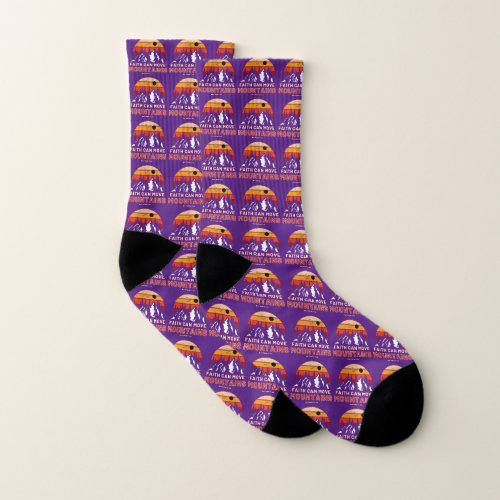 Faith Can Move Mountains Bible Purple Socks