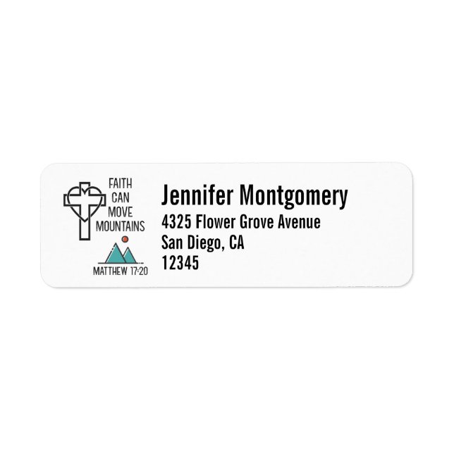 Faith Can Move Mountains Christian Bible Quote Label (Front)