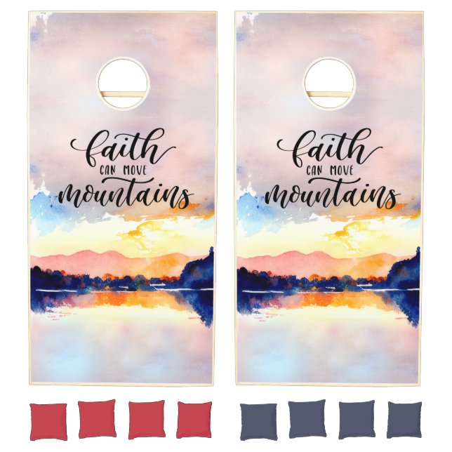 Faith Can Move Mountains Christian Bible Verse Cornhole Set (Set)