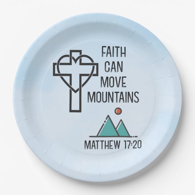 Faith Can Move Mountains Christian Biblical Quote Paper Plates (Front)