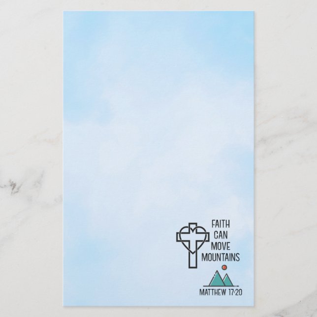 Faith Can Move Mountains Christian Biblical Quote Stationery (Front)