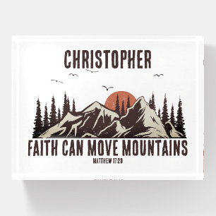 Faith Can Move Mountains Christian Gift for Him Paperweight