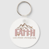 Faith Mountain Vista Silver Metal Key Ring - Matthew 17:20