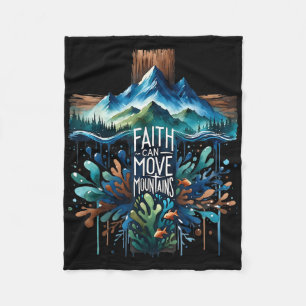 Faith Can Move Mountains Cross God Religious Chris Fleece Blanket