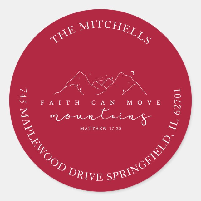 Faith Can Move Mountains Custom Address Sticker (Front)