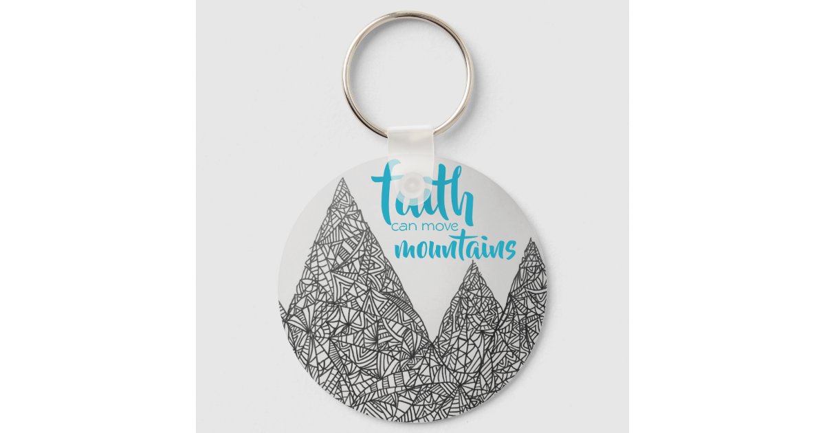 Faith Mountain Vista Silver Metal Key Ring - Matthew 17:20