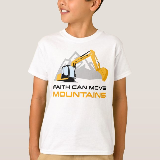 Faith Can Move Mountains – Kids & Adult Christian  T-Shirt (Front)