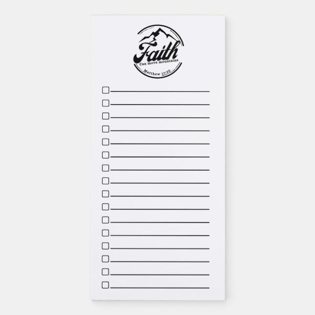 Faith Can Move Mountains - Lined and Checkboxes Magnetic Notepad (Front)