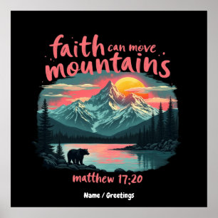 Faith Can Move Mountains Matthew 17:20 Bible Verse Poster