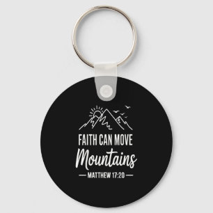 Faith can move mountains retro sunset bible verse keychain