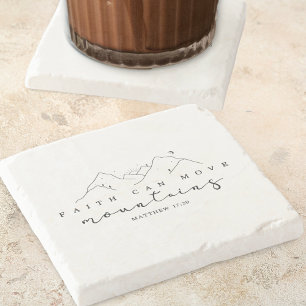 Faith Can Move Mountains Stone Coaster