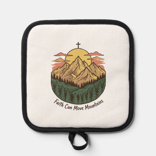 Faith Can Move Mountains Vintage Mountain Shirt (3 Pot Holder