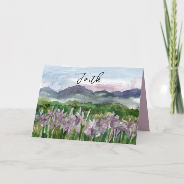 Faith Can Move Mountains Wild Iris Religious Card (Front)