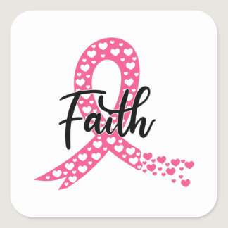 Faith Cancer Awareness Ribbon Square Sticker