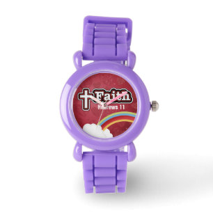Faith Child stainless steel & glitter strap watch