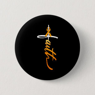 Faith Christian Cross Orange Ribbon Ms Awareness Button