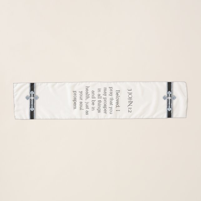 Faith Christian Cross Prosperity Scripture Scarf (Front (Horizontal))