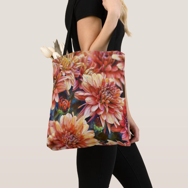 Faith Chrysanthemum Flower Art Tote (Close Up)