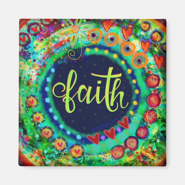 Faith Colorful Whimsical Trendy Inspirational Magnet (Front)